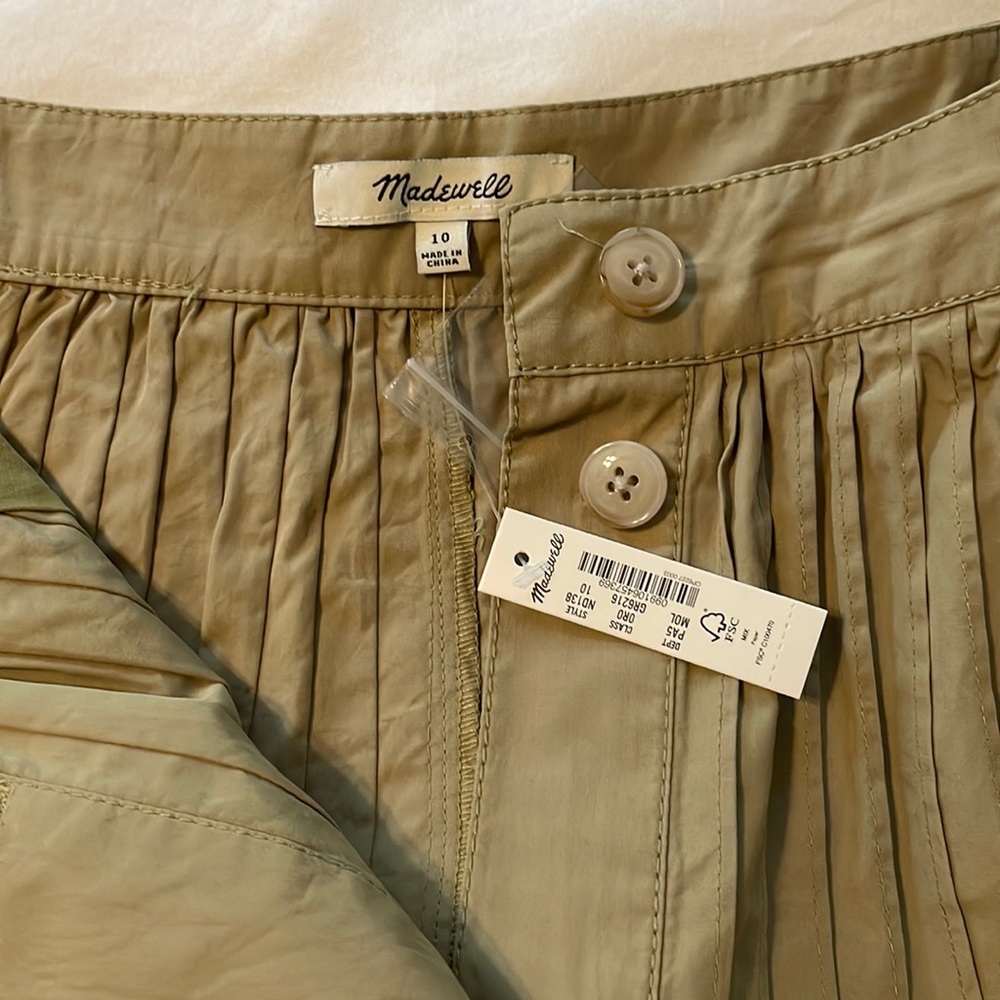 Madewell Button-Front Pintuck Midi Skirt BNWT Size 10